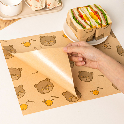 Special Food-Grade Hamburger Grease-Proof Paper Bag for Sandwich Wrapping Paper, Self-Sealing, Microwaveable, Rice Ball, Hand Cake, and Food Box