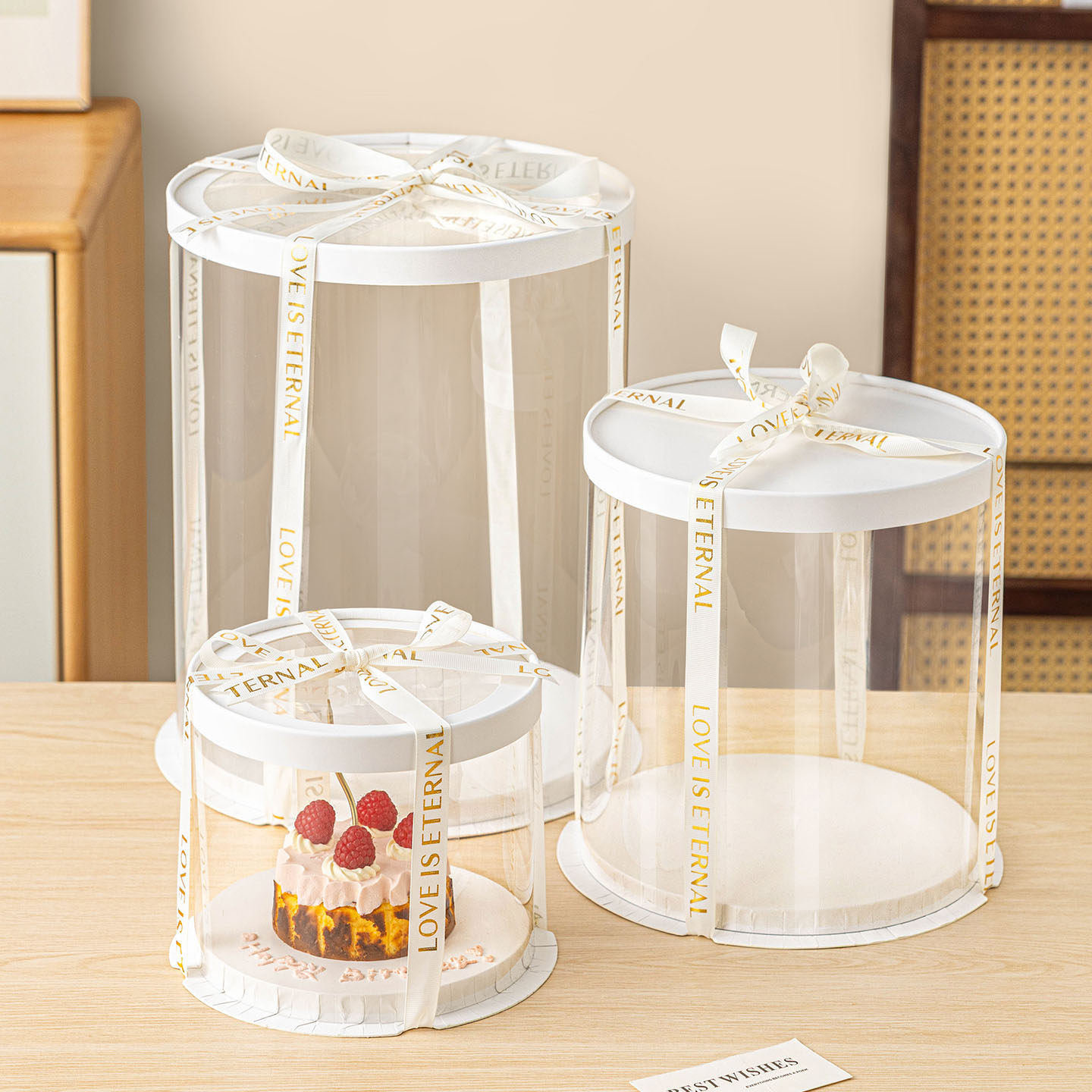 白色圆形蛋糕盒包装空盒子6寸4六四八8透明生日巴斯克加高三八节