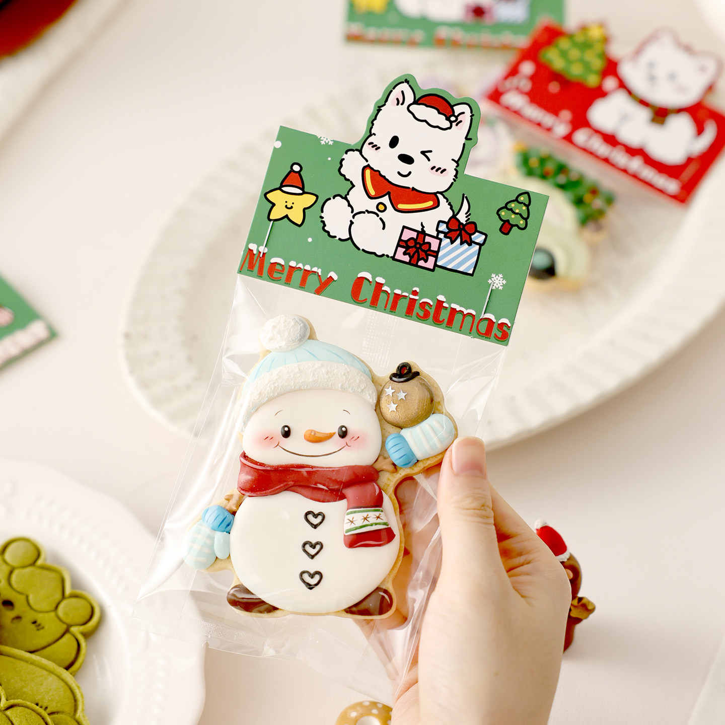 圣诞饼干包装袋子糖霜曲奇卡头糖果太妃雪花酥零食大小节盒烘焙礼