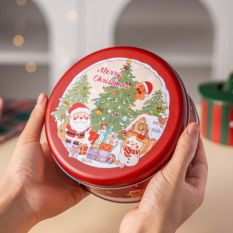 圣诞节礼物盒品伴手包装马口铁空盒小糖果精美铁盒卡通树创意儿童