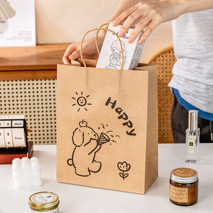 牛皮纸袋毕业礼品袋送礼物的袋子打包可爱包装盒手提ins生日大号