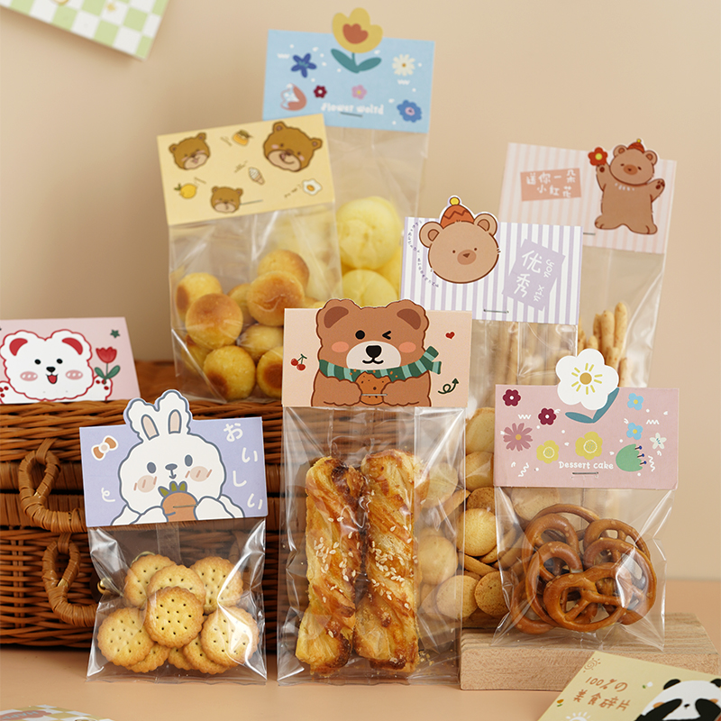 饼干包装袋食品袋子卡头卡通糖果曲奇零食雪花酥手工儿童透明烘焙