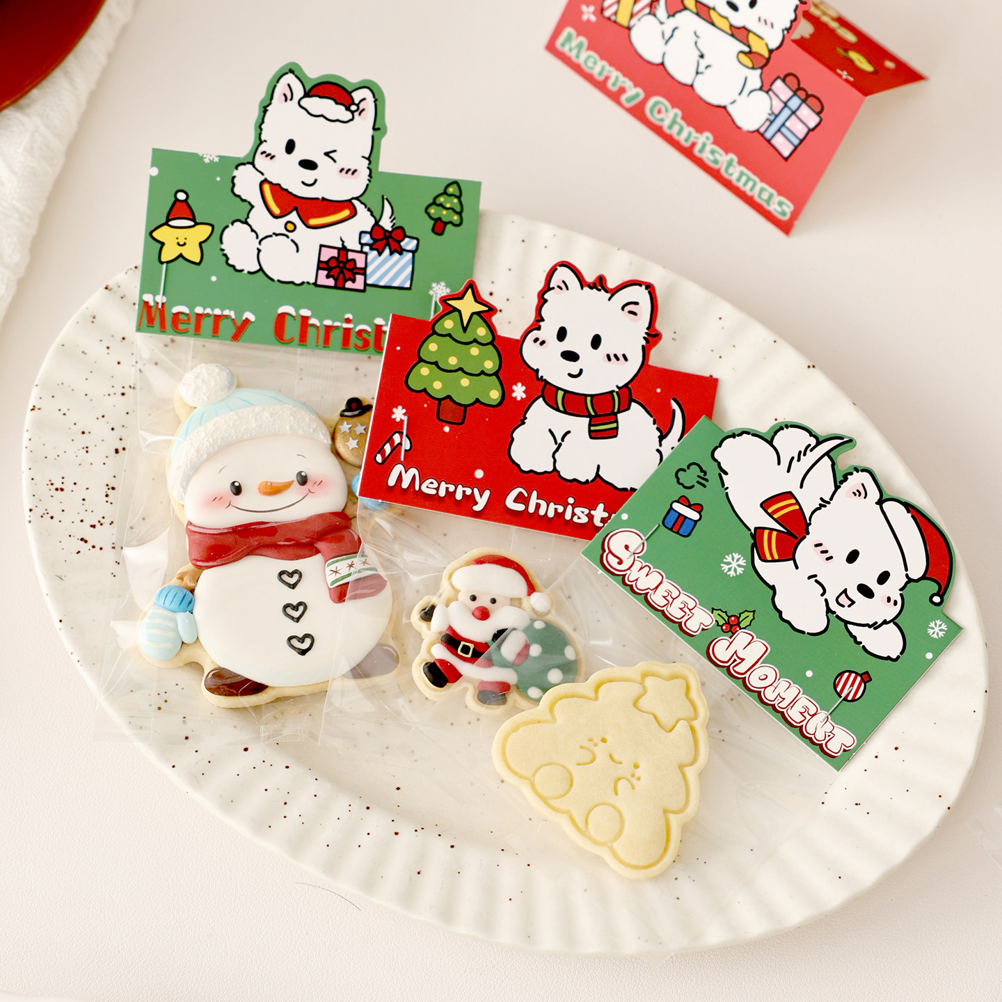 圣诞饼干包装袋子糖霜曲奇卡头糖果太妃雪花酥零食大小节盒烘焙礼