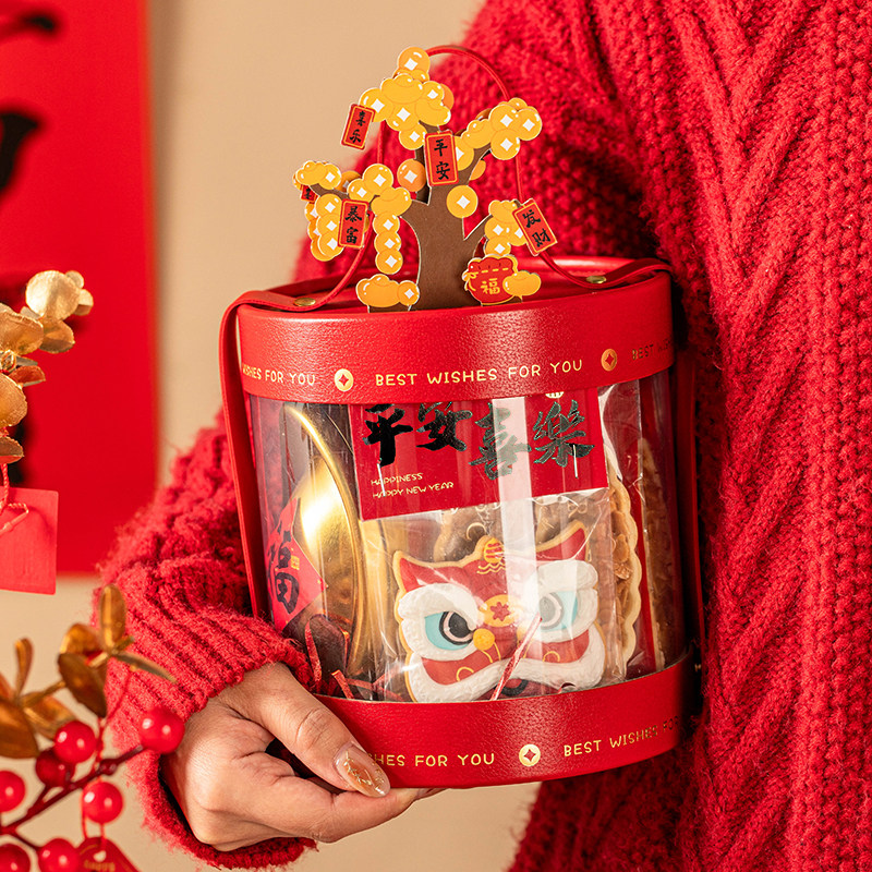 2026新年礼盒空盒抱抱桶马大礼品包熟坚果零食春节货过伴手味包装