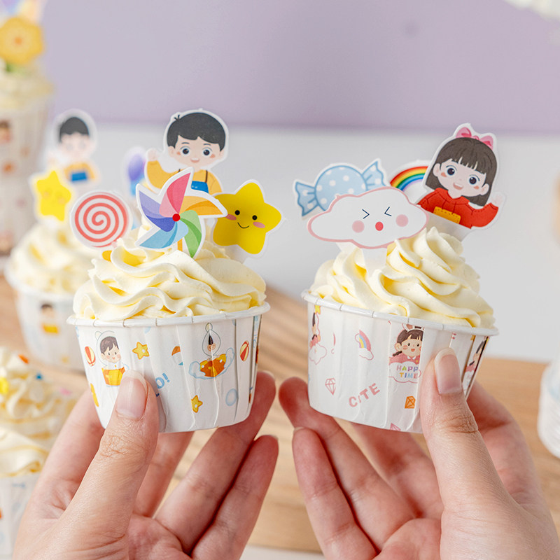 六一儿童节纸杯蛋糕杯子卷边纸托小马芬模具烤箱卡通一次性专用
