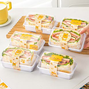 三明治盒子包装盒的专用纸热压长方形瑞士卷打包外带一次性早餐商