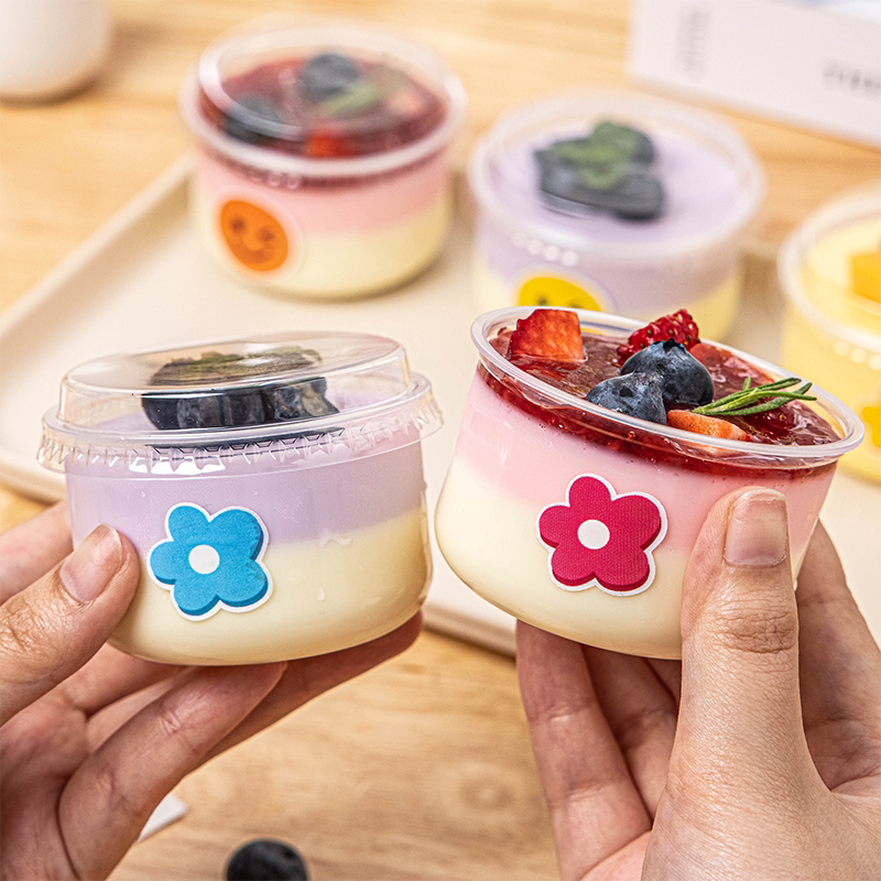 慕斯蛋糕盒一次性布丁奶冻杯子提拉米苏小透明圆形迷你甜品打包装