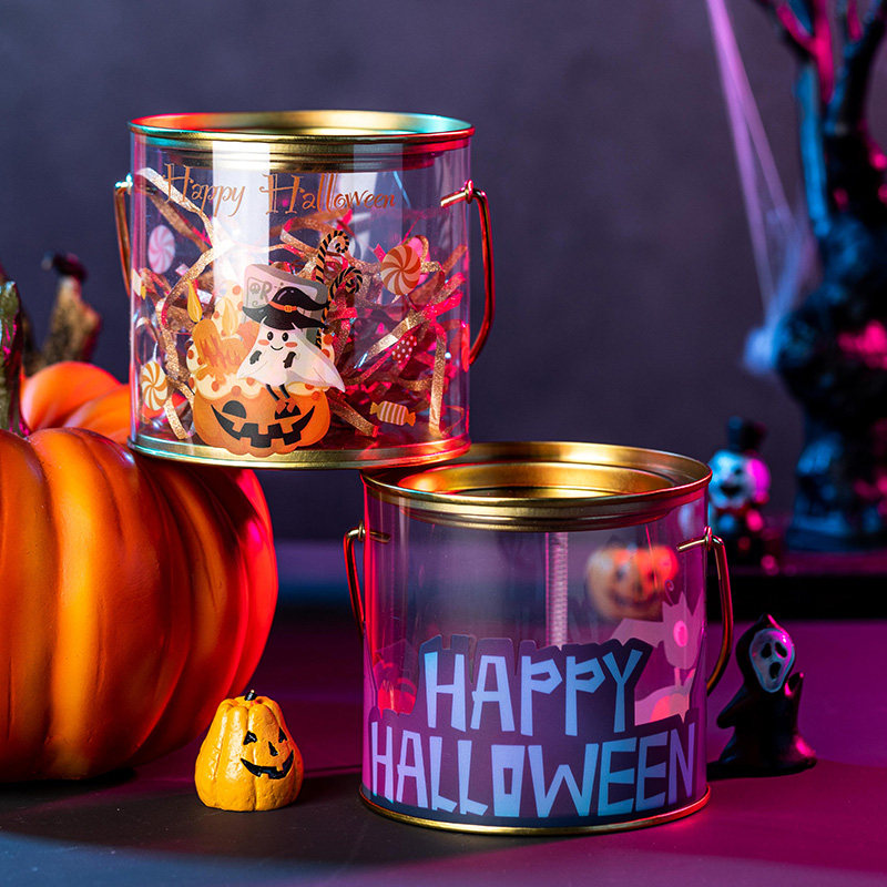 万圣节糖果盒袋子讨糖手提曲奇包装盒罐圆形可爱儿童礼盒卡通空盒