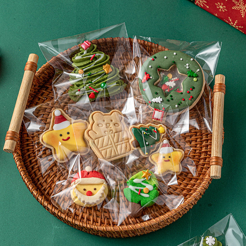 圣诞饼干包装自封袋粘节曲奇子盒的糖霜姜单独小立烘焙雪花酥糖果