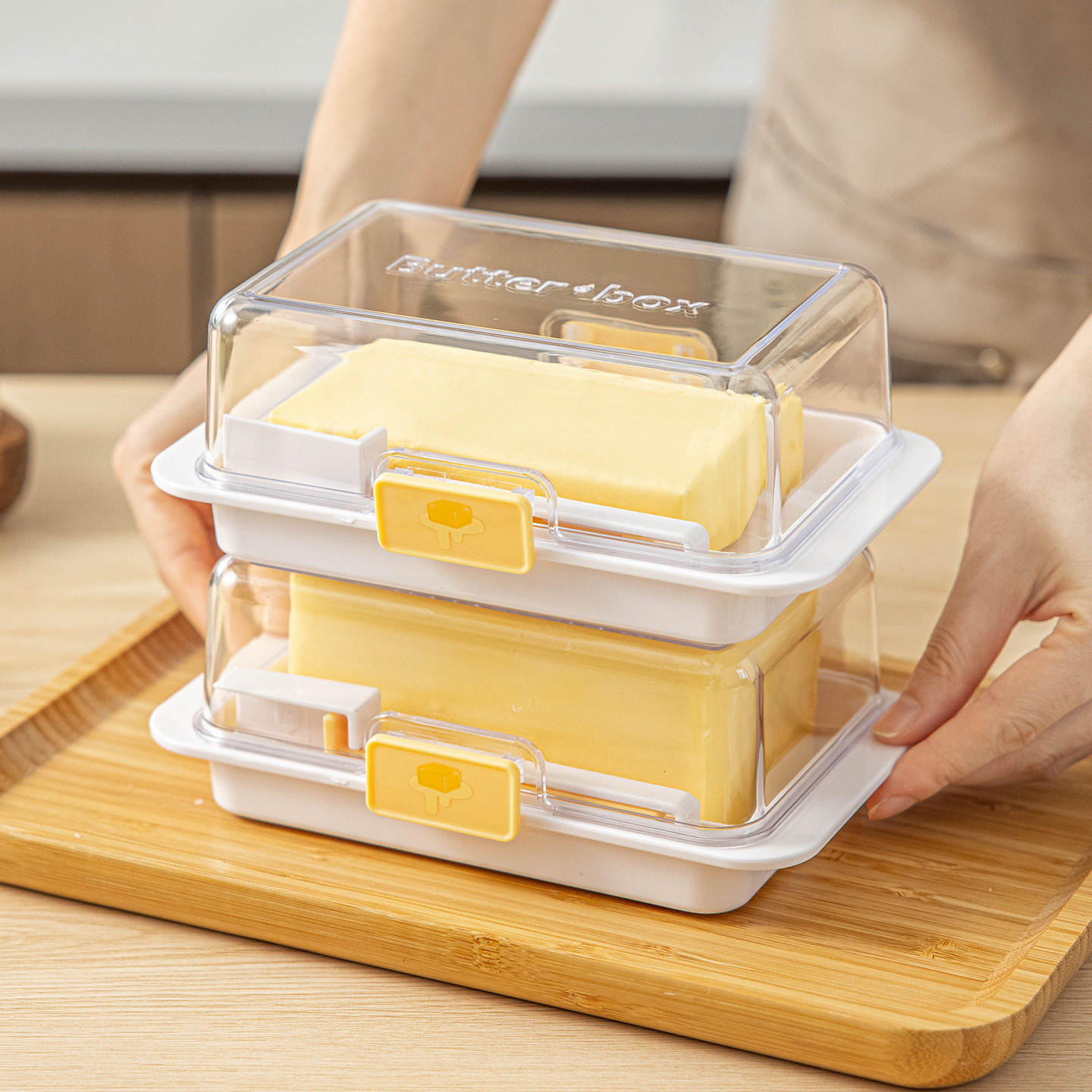黄油切割储存盒保鲜盒子食品级塑料分割冷冻冰箱收纳带盖牛油奶酪