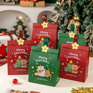圣诞节礼品袋礼物手提纸袋子空盒平安夜伴手大号小包装饼干糖果零
