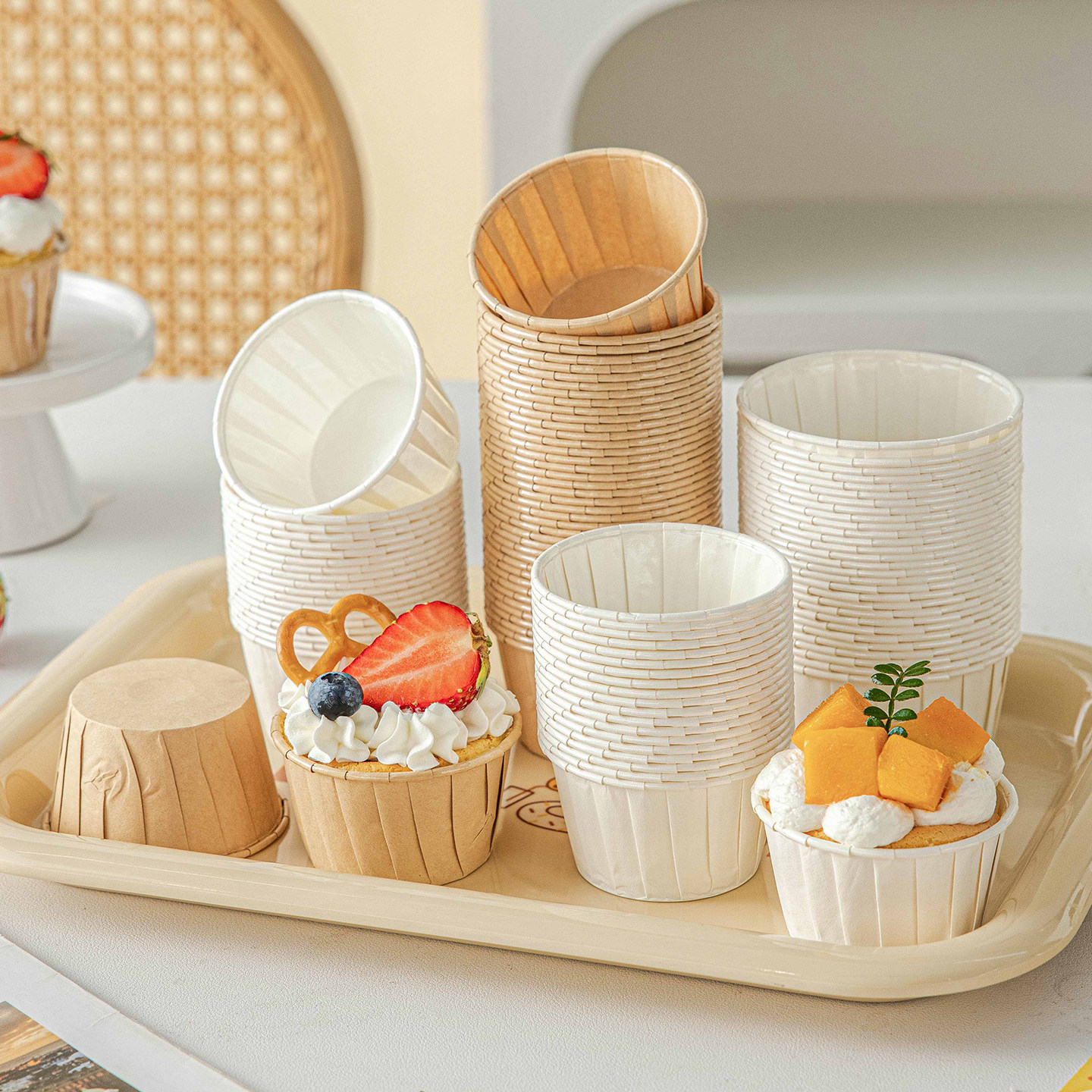 大号卷边纸杯蛋糕纸托纸杯子烘焙空气炸锅烤箱专用食品级麦芬模具