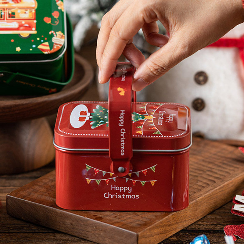 圣诞节曲奇饼干盒子铁罐小糖果包装袋雪花酥礼物零食烘焙手提儿童