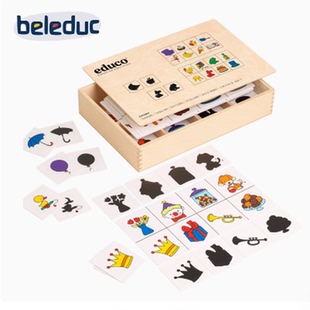 幼儿认知图案educo 卡片配对游戏找影子儿童早教益智玩具影子对应