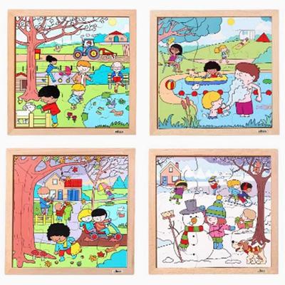 儿童益智玩具春夏秋冬木质拼图