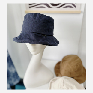 100%亚麻小帽檐这样防晒渔夫帽女 小众薄款显脸小高级感盆帽潮男