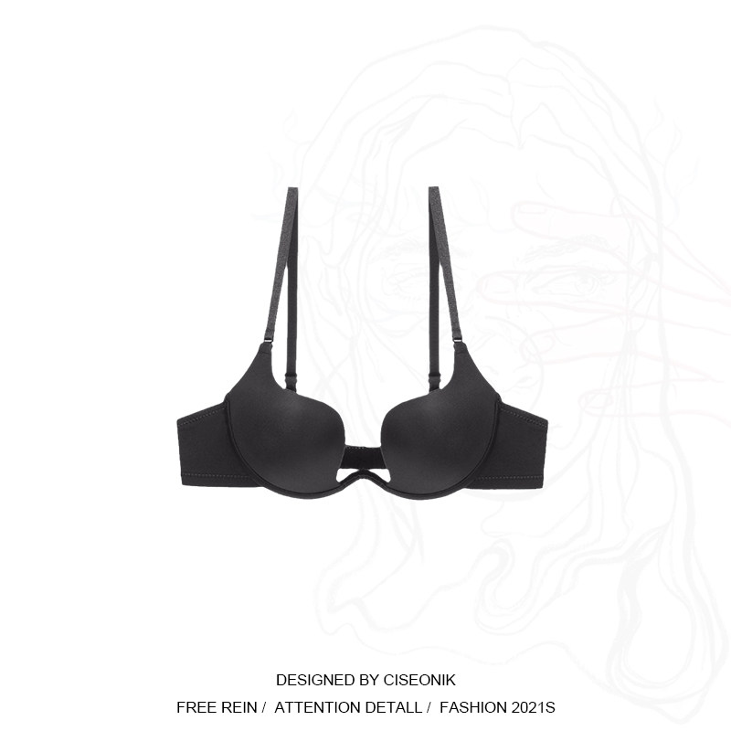 ciseonik 欧美深聚拢文胸低胸露背婚纱礼服晚装性感内衣u型胸罩