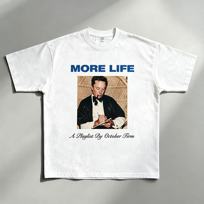 Elon Reeve Musk 马斯克说唱 More Life Drake美式复古Rap纯棉T恤