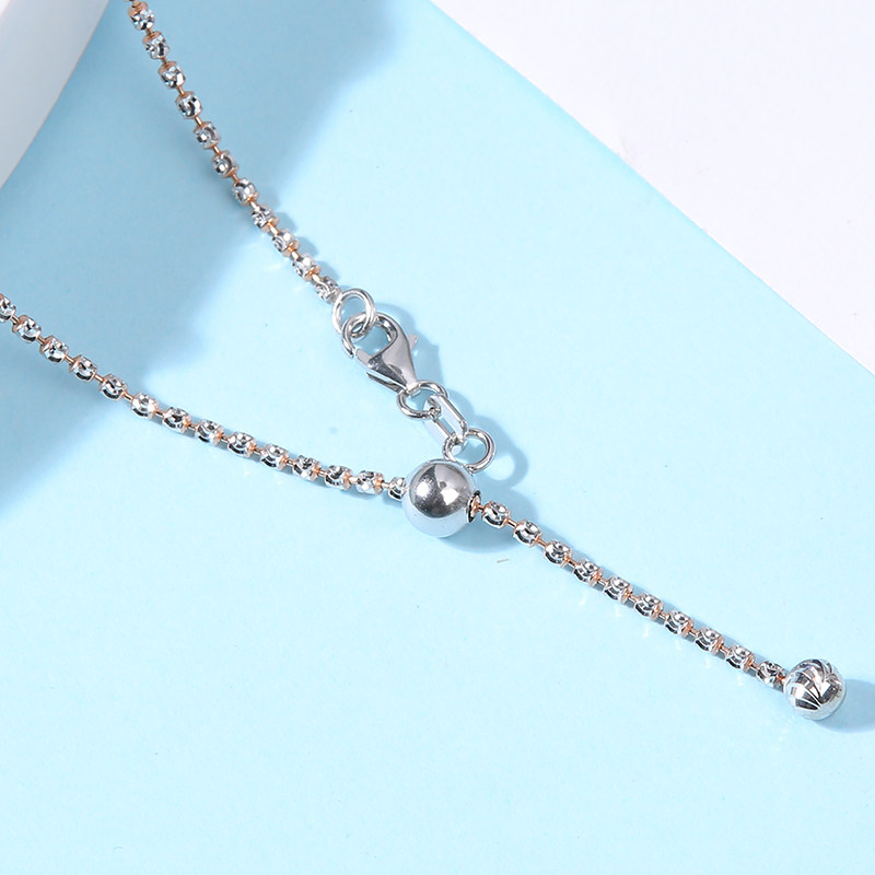 3XX元/克 正品意大利细款1.5mm18K金钻石项链白金黄金可调节项链