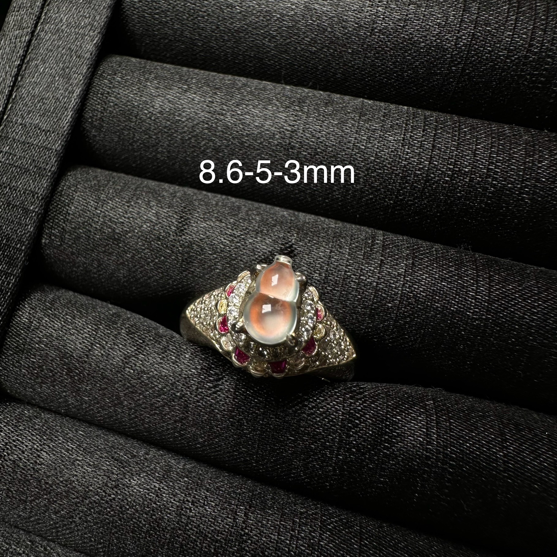 天然A货翡翠冰种葫芦戒指