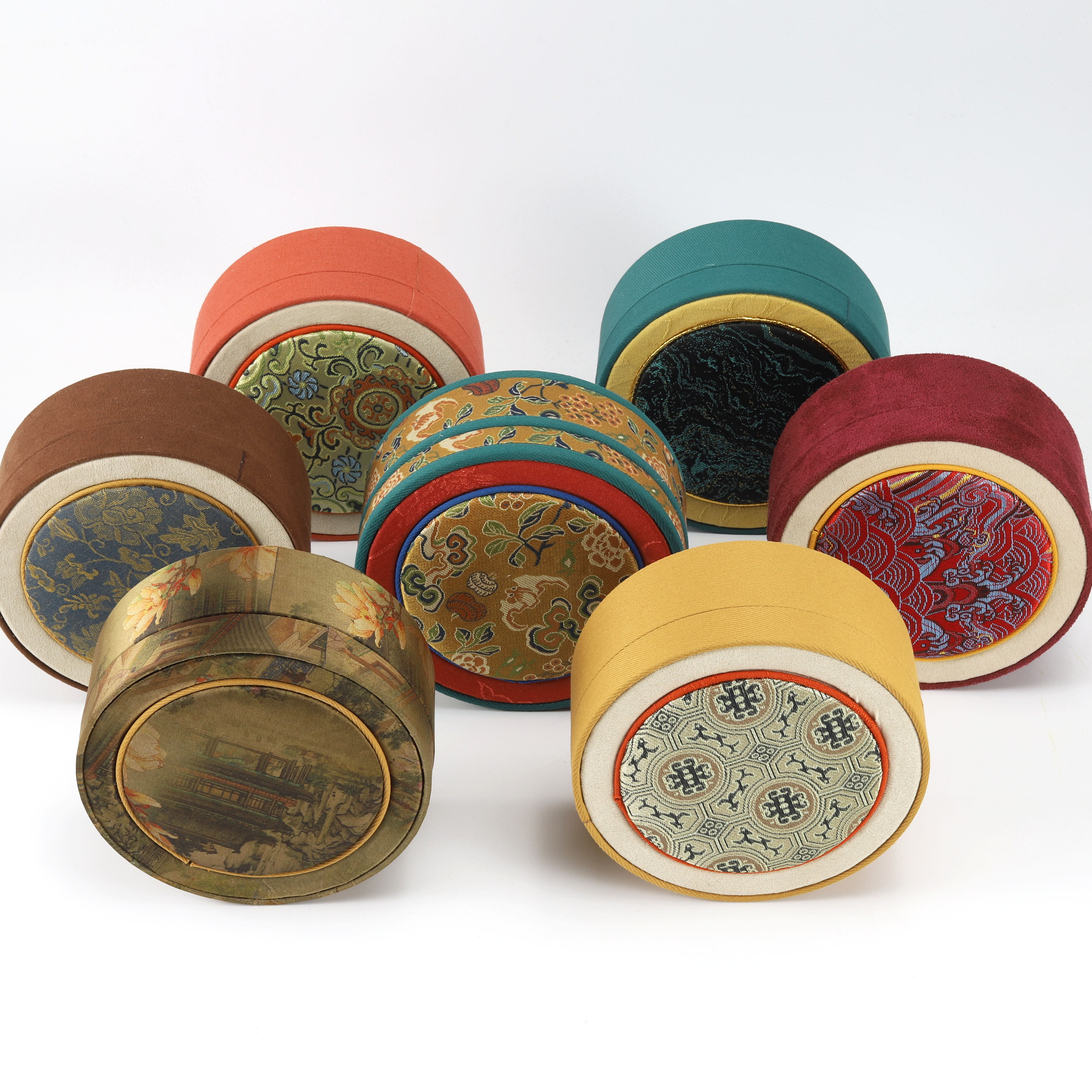 宋锦宫廷风圆形天地盖手串饰品首饰盒新款复古中国风展示收纳锦盒