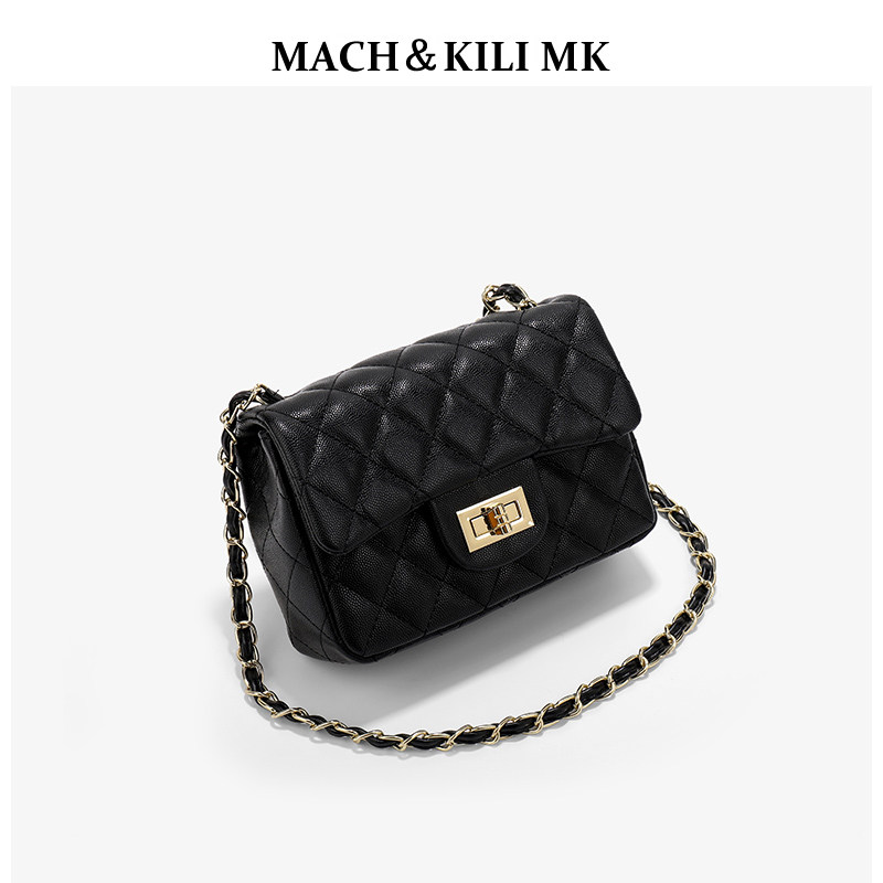 香港mach&kili mk 粉色鱼子酱纹菱格链条小包包女小众春夏斜挎包