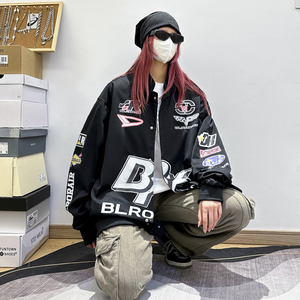 自主*美式高街刺绣外套男潮牌棒球服男情侣装夹克102B-J308P68图片