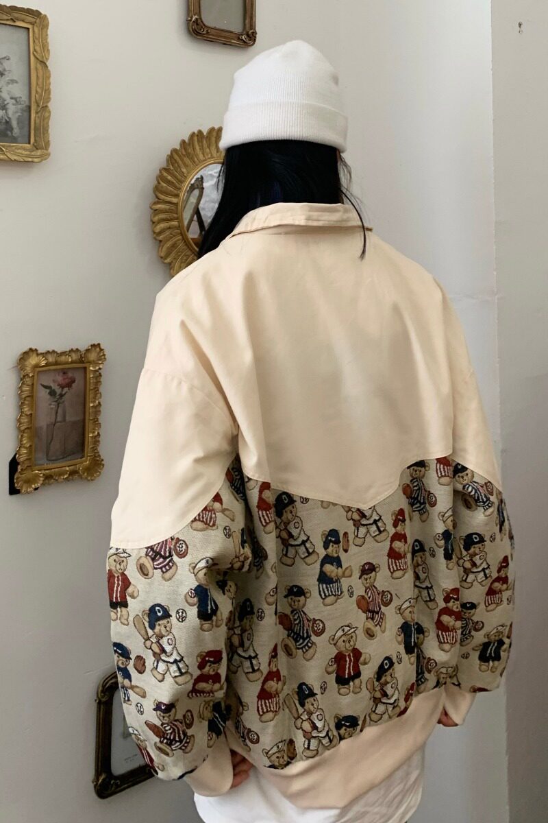 常年大货直播韩版复古满印小熊外套情侣可穿潮102B-W362P55,男装夹克,星座102B-2