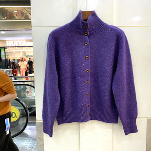 气质单排扣高龄亮片羊绒羊毛针织开衫 2025时尚 893欧洲站冬季 281