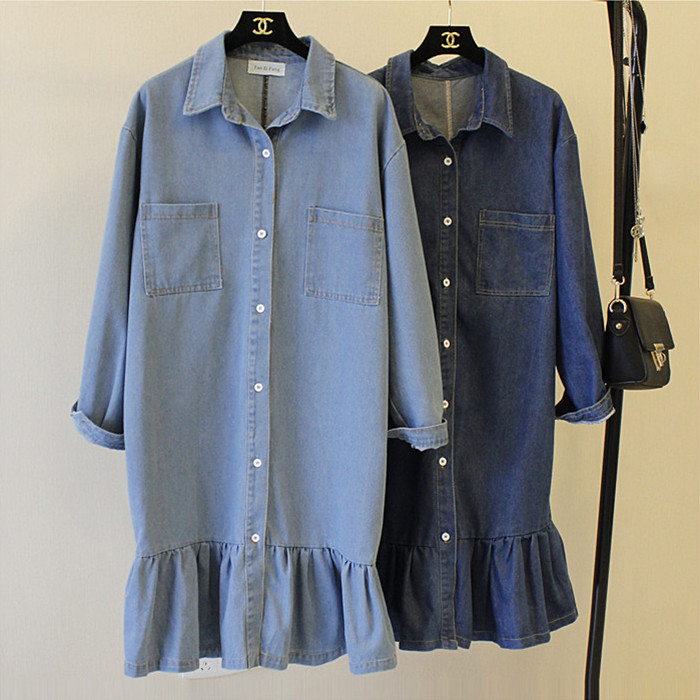 maternity dress Autumn Doll dress fashion the republic of korea Easy pure cotton pregnant woman Denim Dress Mid length version Spring T-shirtin the Maternity/Maternal supplies/Nutrition , Maternity , Dress  category - from Buy2taobao.com to provide professional Taobao agent buy service