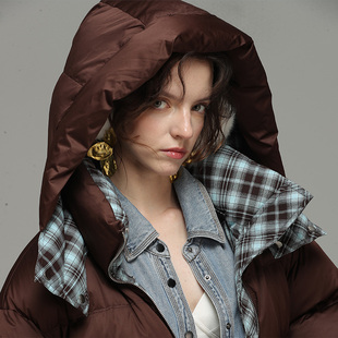 【甜甜粉丝专享】苏格兰两面穿连帽可脱卸羽绒服82739