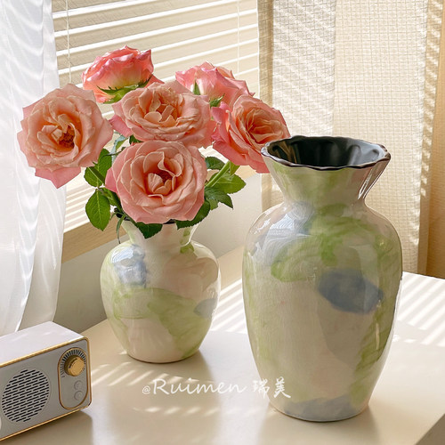 复古田园抽象油画陶瓷花瓶