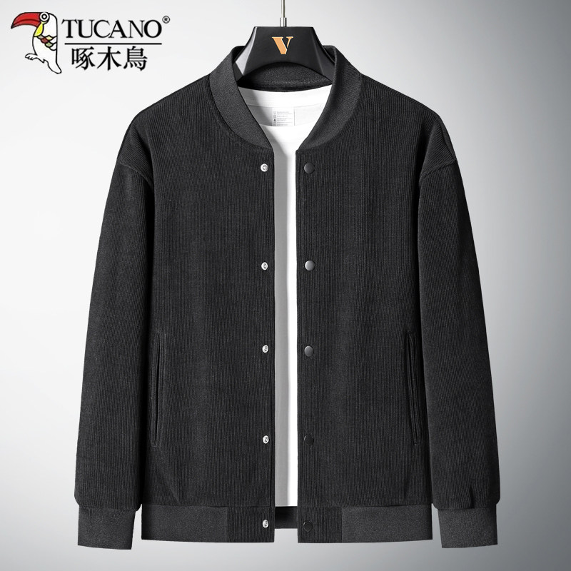 啄木鸟灯芯绒夹克男士春秋季棒球服上衣中年爸爸男装秋冬加绒外套,男装,夹克,淘宝优惠券,粉丝福利购,淘宝优惠卷
