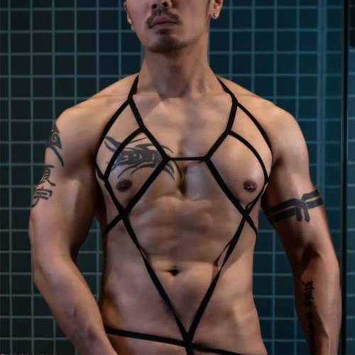 男士肩带胸带衣胸带性感束缚带衣服夜店酒吧演出束身衣塑形束胸 - 封面