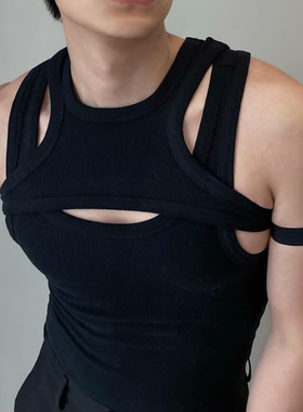 运动纯色背心男士夏季无袖宽松潮牌健身纯棉坎肩T恤马甲打底速干