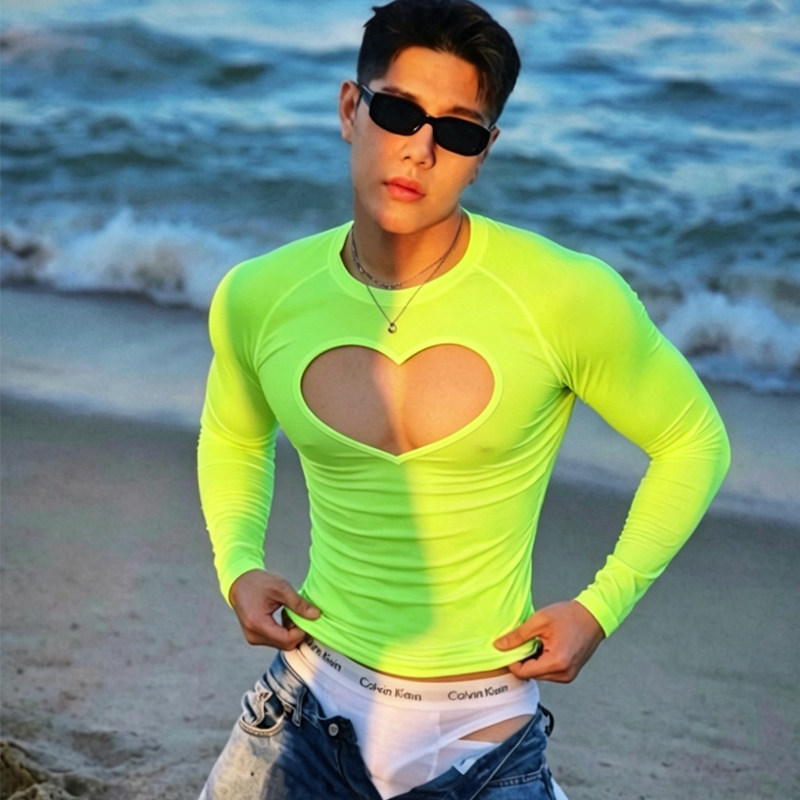 健身显肌肉t恤男款夏季运动短袖弹力修身长袖镂空修身显瘦紧身