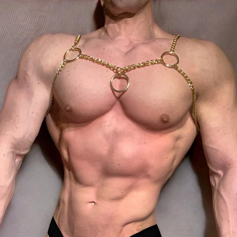 男士性感身体链胸链肌肉纯欲