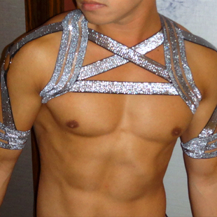 男士 肩带胸带衣胸带性感束缚带衣服夜店酒吧演出束身衣塑形束胸