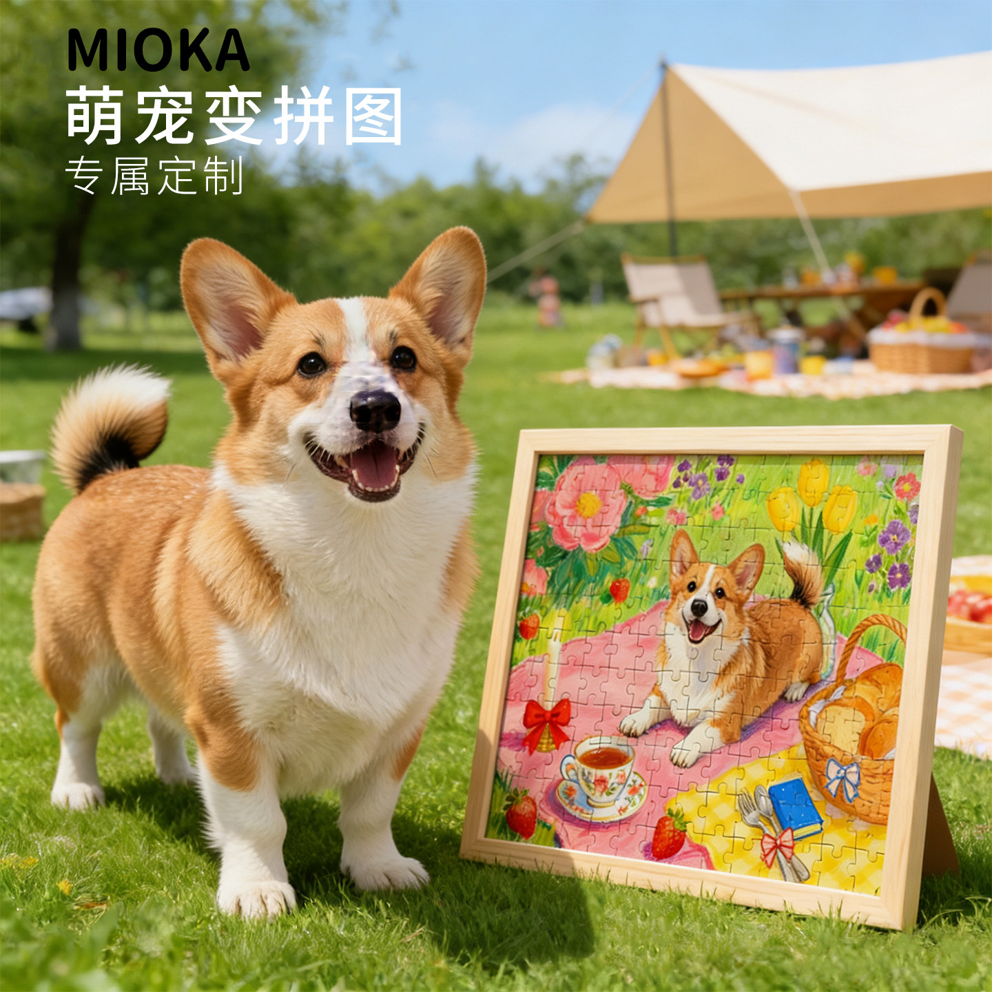 拼图宠物定制DIY猫咪狗狗挂画照片装饰画治愈动物油漫画礼物纪念图片