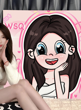 星蝶公主装饰画情侣手绘定制卡通画像私人定制礼品送闺蜜新婚礼物