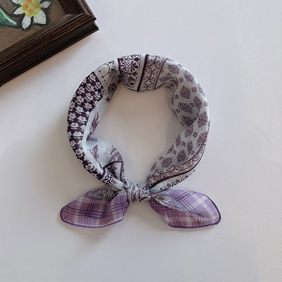 2026春秋新品小方巾女彩色系设计师花色领巾头巾柔软围巾时髦防晒