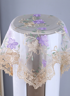 85*85十里桃花 紫色 方形布艺蕾丝镂空防尘床头柜桌布盖巾盖布