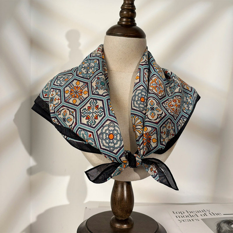 雅致烟蓝色系！新款丝绵丝巾女春夏百搭气质桑蚕丝多功能装饰方巾