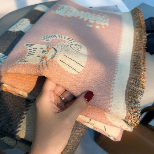 卡通猫咪丨可爱仿羊绒围巾冬季女