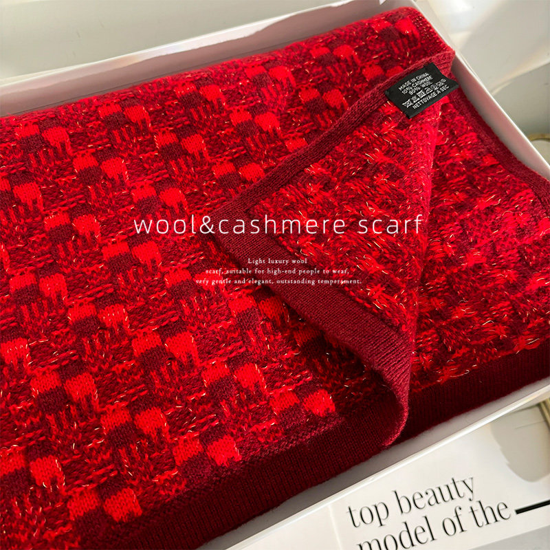 新年氛围感！重磅金丝山羊绒围巾女冬季编织小香保暖加厚围脖披肩