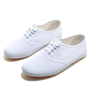 小白鞋男女式帆布鞋体操鞋白球鞋晨练武术鞋护士药厂工作鞋白布鞋