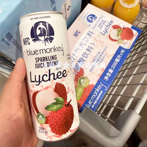 山姆会员店代购 Blue Monkey越南进口荔枝果汁气泡水饮料330ml