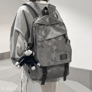 高中生书包男生初中生2025超火双肩包女旅游轻便高颜值电脑背包简