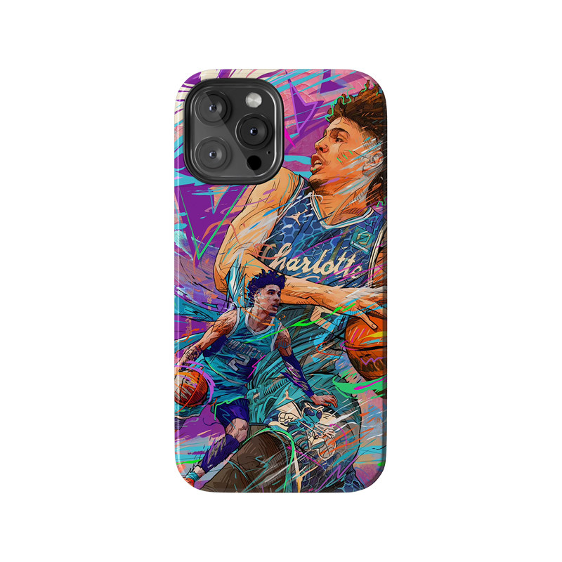 NBA篮球黄蜂队三球拉梅洛·鲍尔 个性酷炫 适用苹果 iPhone 13/14/15/16 Pro Max双层全包防摔磨砂硬壳手机壳