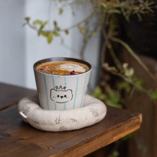 景德镇复古手作马克杯粗陶猪口杯釉下彩手握杯拿铁咖啡杯拉花茶杯